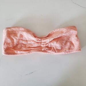 Pink Victoria's Secret Large Bralette Pink Lace Bandeau Bra Wireless Strapless